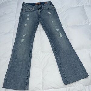 Seven7 Distressed Blue retro boot cut Flare vintage stretch Jeans